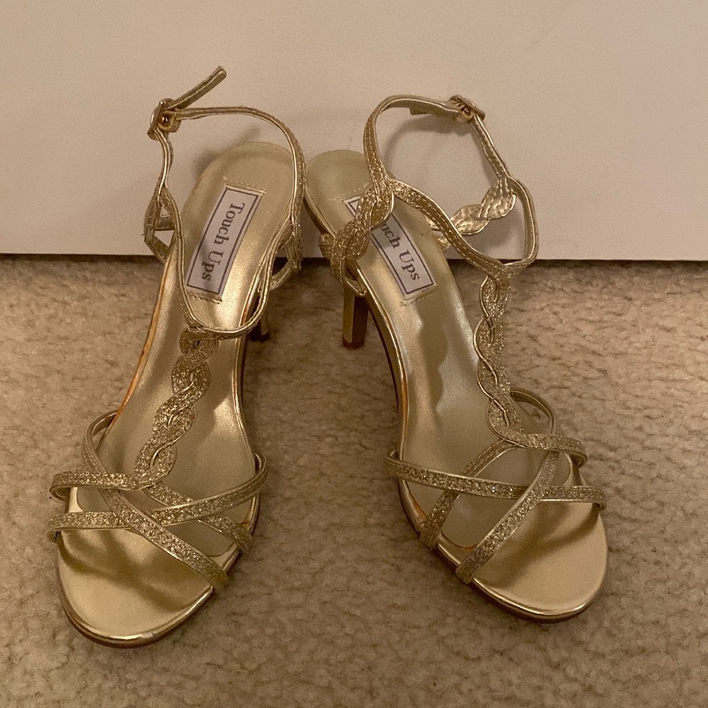 Glittery gold heels